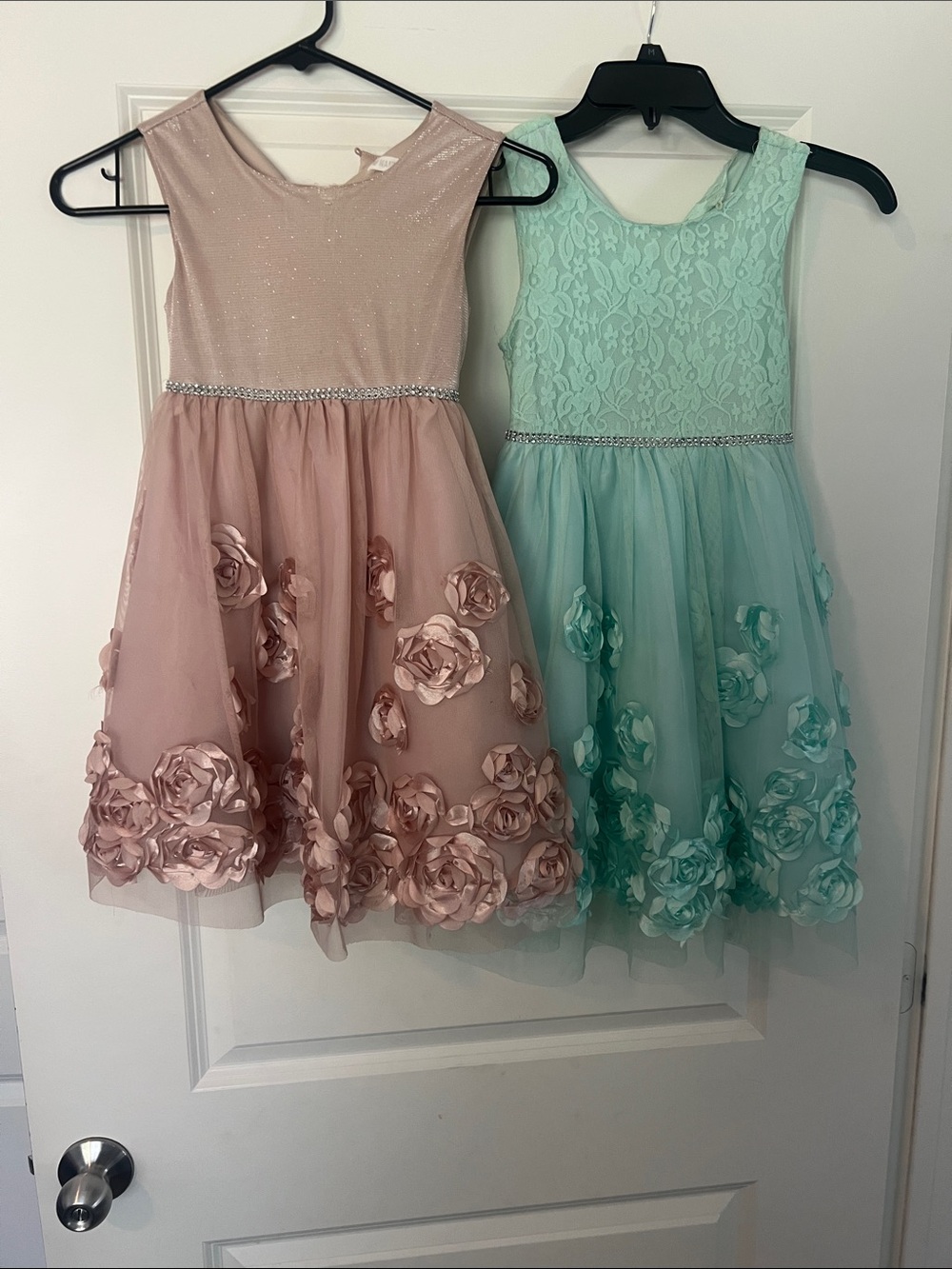 Nannette Blush Pink & Mint Green Floral Tulle Occasion Dresses